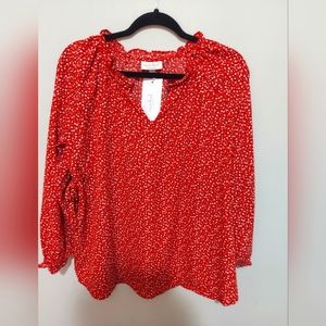 NWT Isabel Maternity Red Floral Blouse Size Small